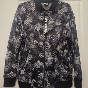 IVY PARK Black and White Textured Bomber Jacket